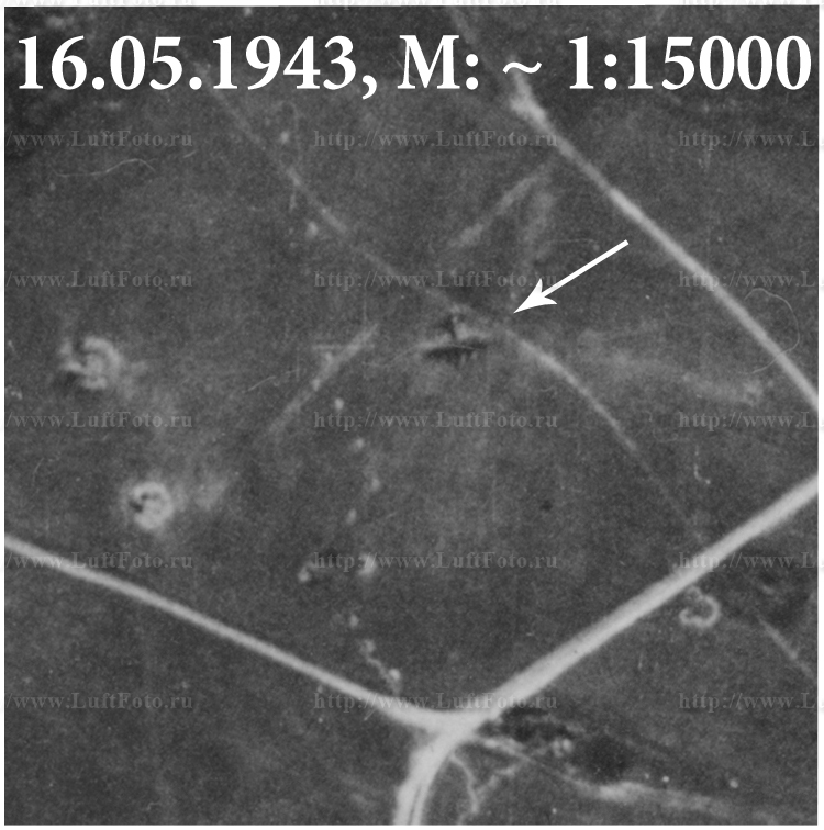 Место крушения Ju-88, 16.05.1943, масштаб ~1:15000